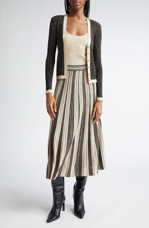 Shop Zimmermann Metallic Pleated Midi Sweater Skirt In Black/gold