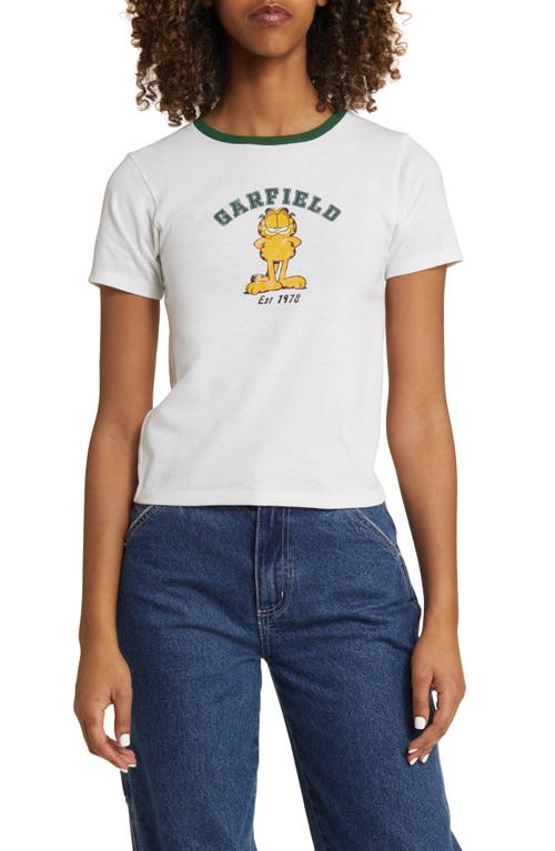 Garfield College Arch Cotton Graphic T-Shirt in Eden-Washed Marshmallow