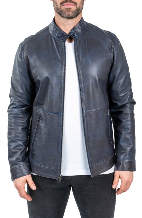 Maceoo Leather & Suede Reversible Jacket In Blue