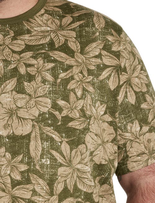 Shop Harbor Bay By Dxl Floral Print T-shirt In Olive Green