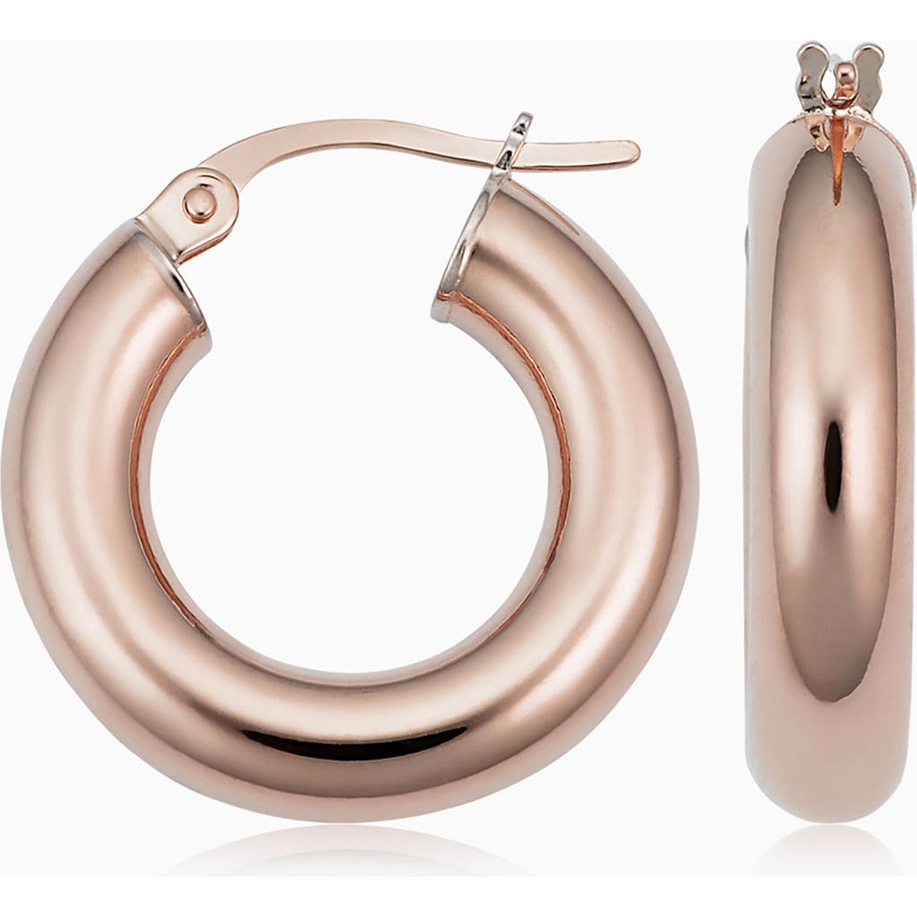 Oradina 14k Rose Solid Gold Everything Bold Hoops In Rose Gold