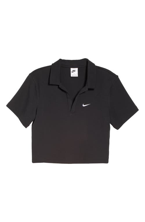 Shop Nike Essentials Stretch Crop Polo In Black/white