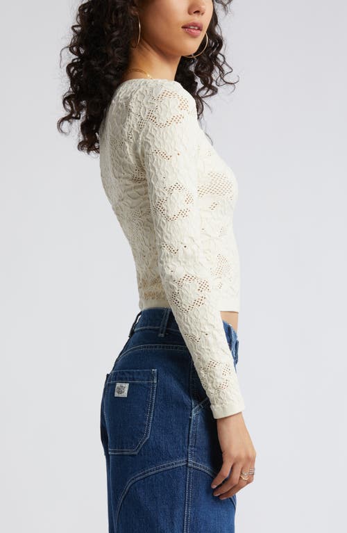 Shop Bp. Mesh Jacquard Long Sleeve T-shirt In Ivory Dove