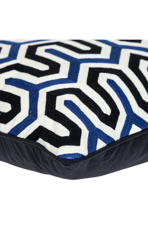 Parkland Collection Machu Embroidered Throw Pillow In Blue White Blue