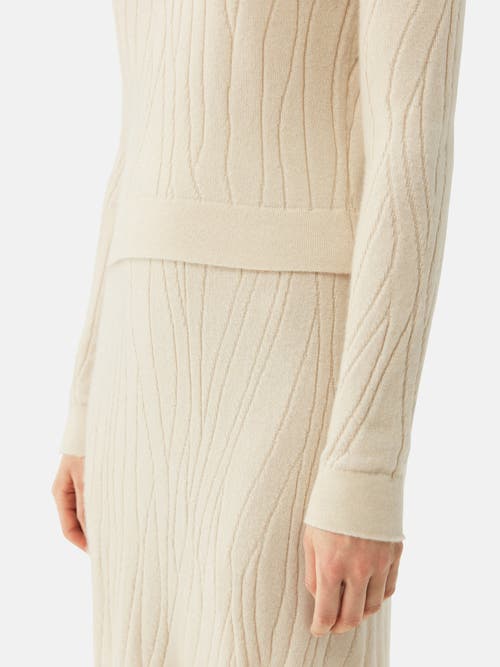 Gobi Mongolian Cashmere Organic Color Cropped High Neck Cashmere Sweater In Off White