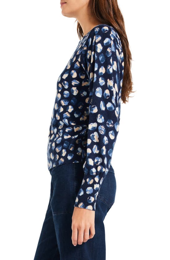 Shop Nic + Zoe Many Moons Print Pleat Sleeve Sweater In Blue Multi