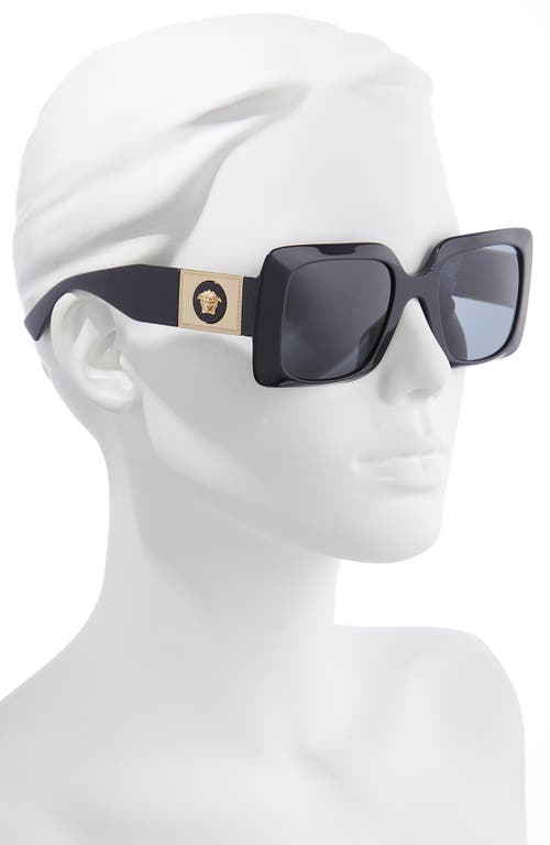 Shop Versace 54mm Rectangle Sunglasses In Black/dark Grey