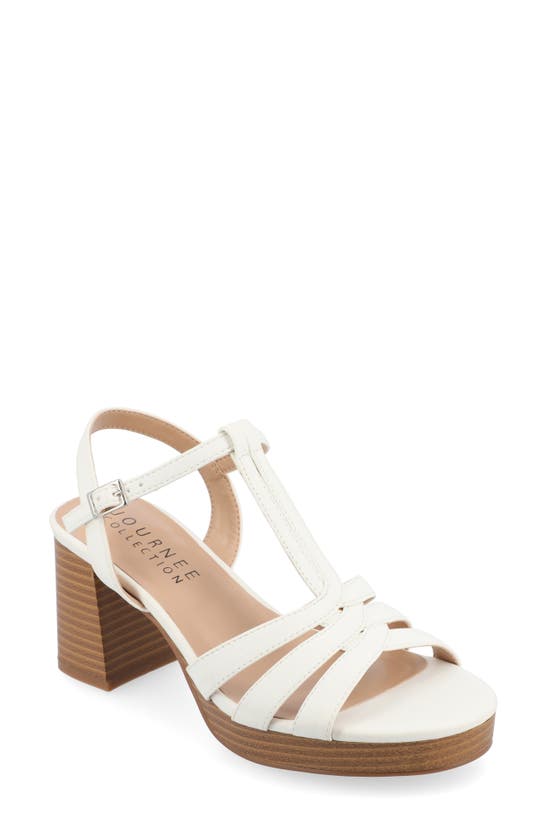 Shop Journee Collection Alyce Block Heel T-strap Platform Sandal In White