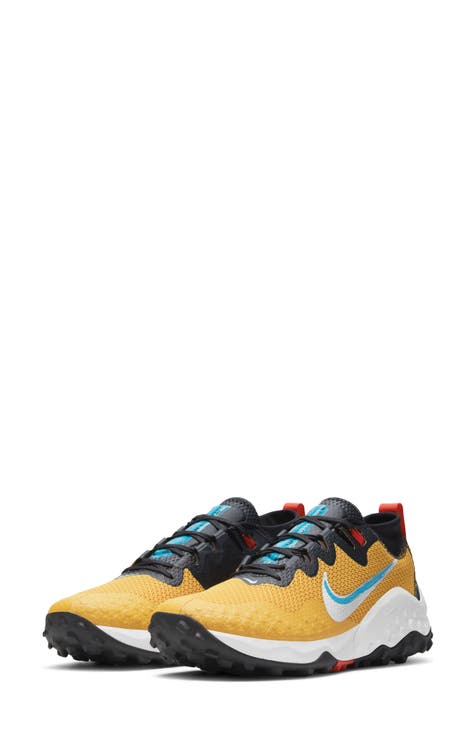 navy and yellow sneakers