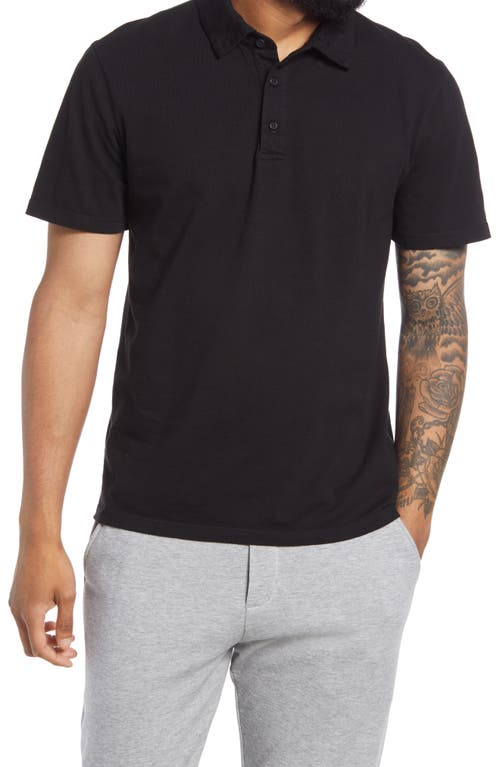 Vince Regular Fit Garment Dyed Cotton Polo in True Black