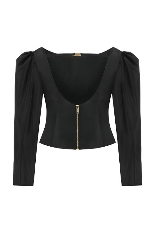 Shop Nocturne Boat Neck Blouse In Black