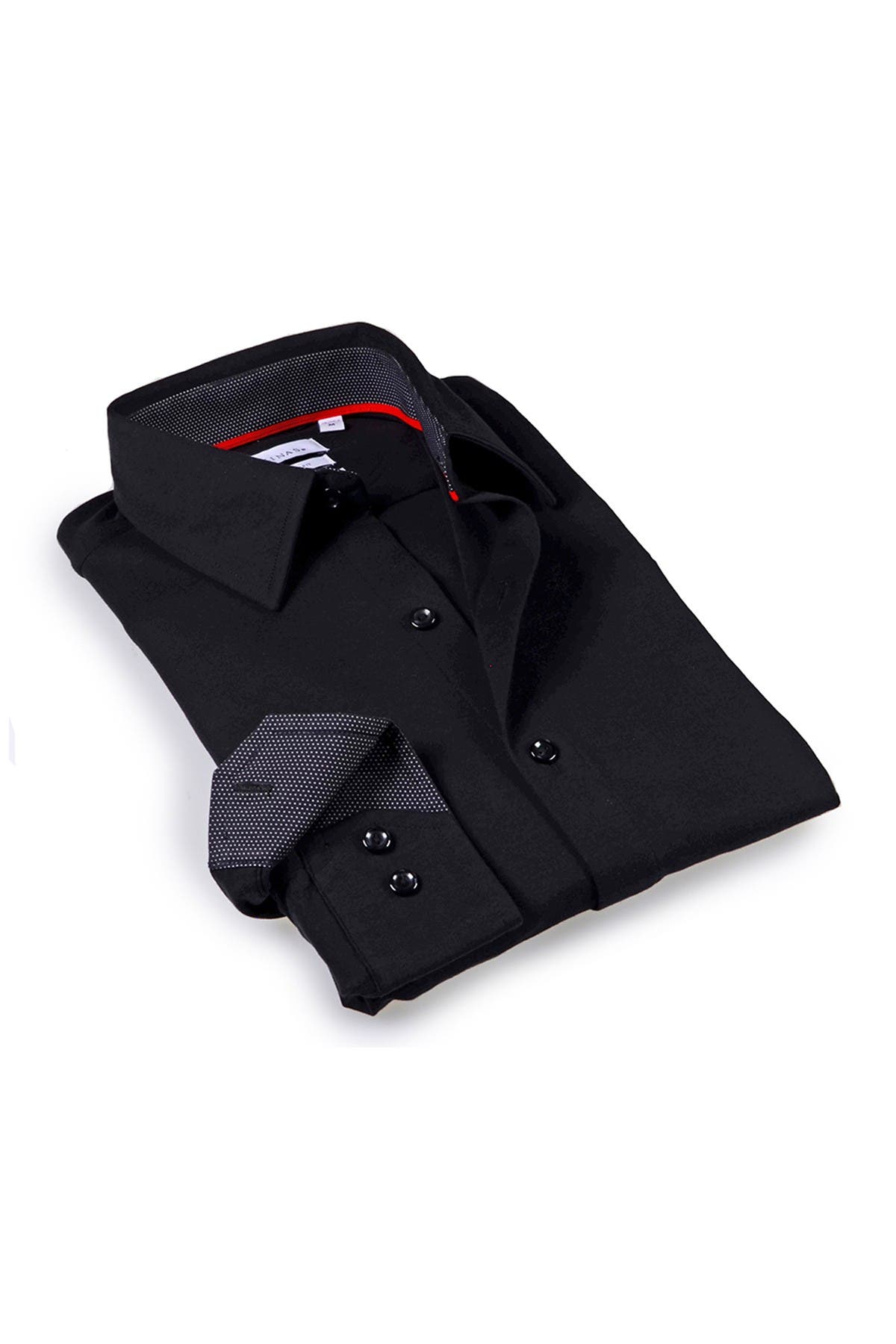 Solid Trim Tailored Fit Dress Shirt 