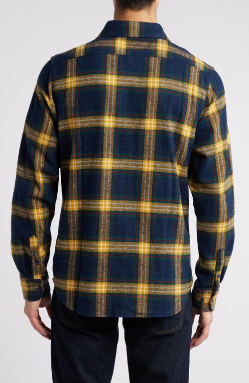 Schott Nyc Two-pocket Long Sleeve Flannel Button-up Shirt In Gold/navy