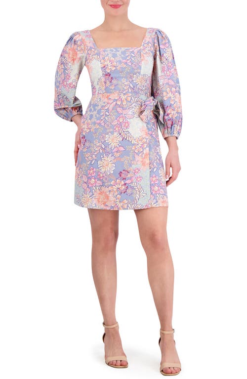 Vince Camuto Floral Balloon Sleeve Minidress Blue at Nordstrom,