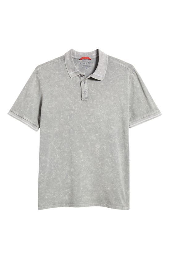 Stone Rose Acid Wash Polo In Grey