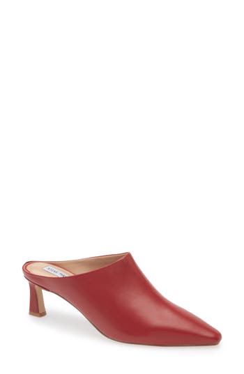 Steve Madden Nanette Metallic Leather Mule In Red Leather