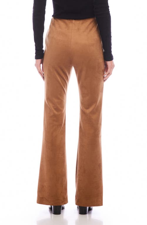 Shop Fifteen Twenty Ellie Pintuck Bootcut Faux Suede Pants In Cog