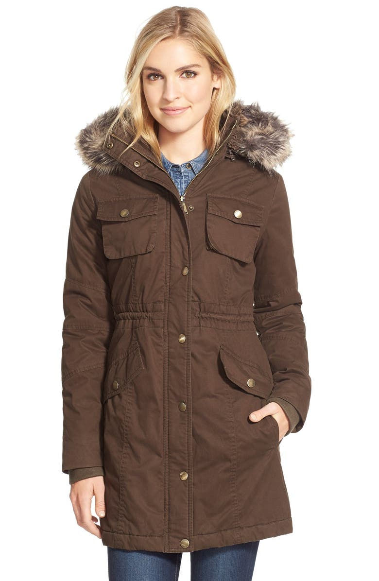 BCBGeneration Twill Parka with Faux Fur Trim | Nordstrom