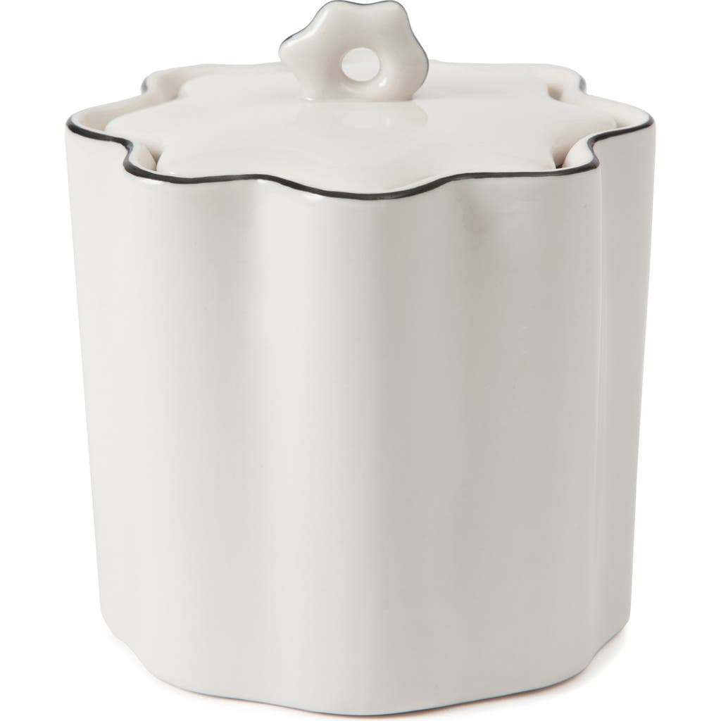 Kassatex Le Marais Porcelain Cotton Ball Jar In White/black