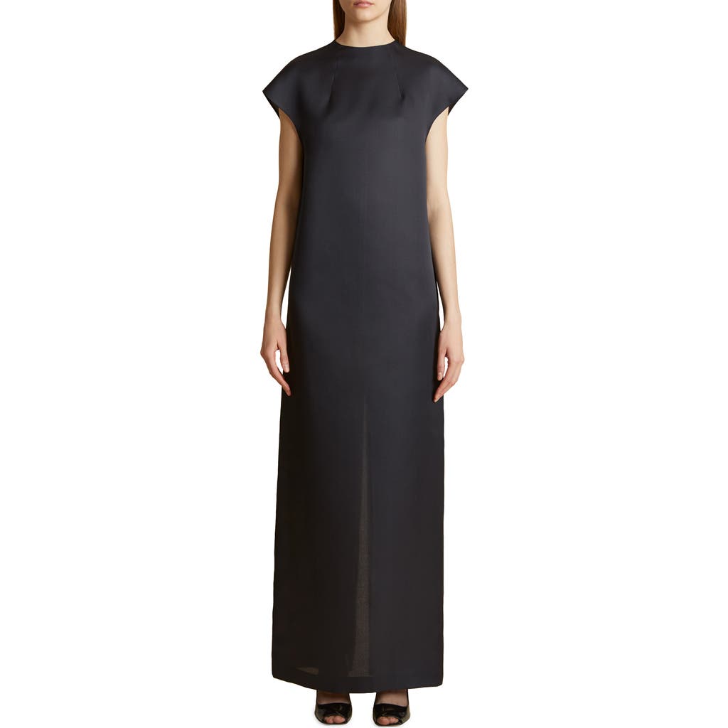 Khaite Lohan Silk Satin Dress In Slate