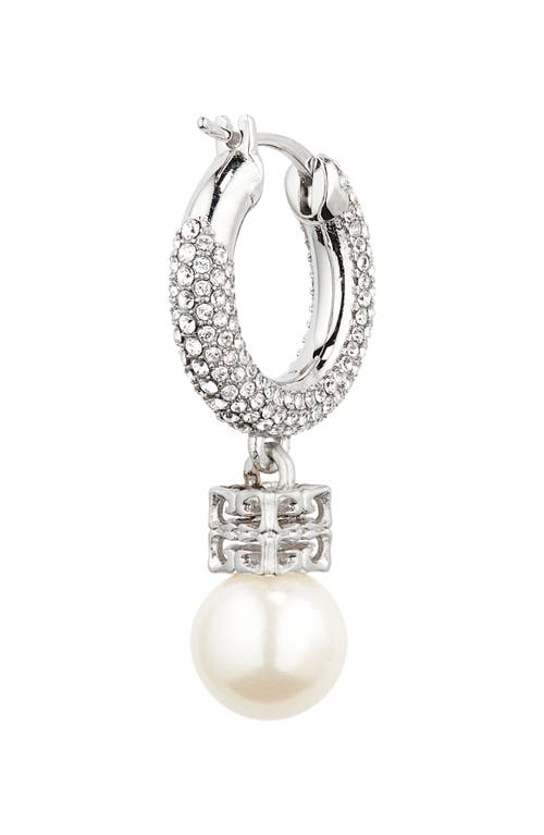 Givenchy Imitation Pearl & Crystal Hoop Earrings In Off White/silvery