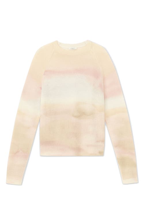 Shop Lafayette 148 New York Horizon Print Raglan Sleeve Cashmere Sweater In Straw Multi