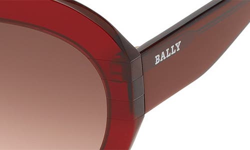 Shop Bally 54mm Round Sunglasses In Shiny Red/gradient Brown