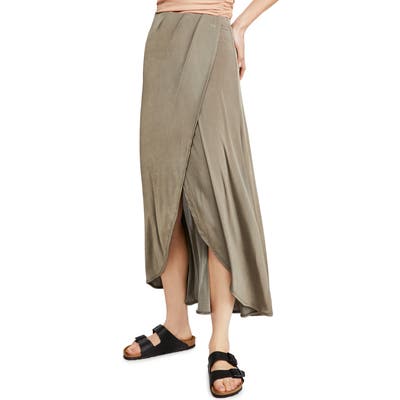 Free People Smoke & Mirrors Faux Wrap Skirt, Green