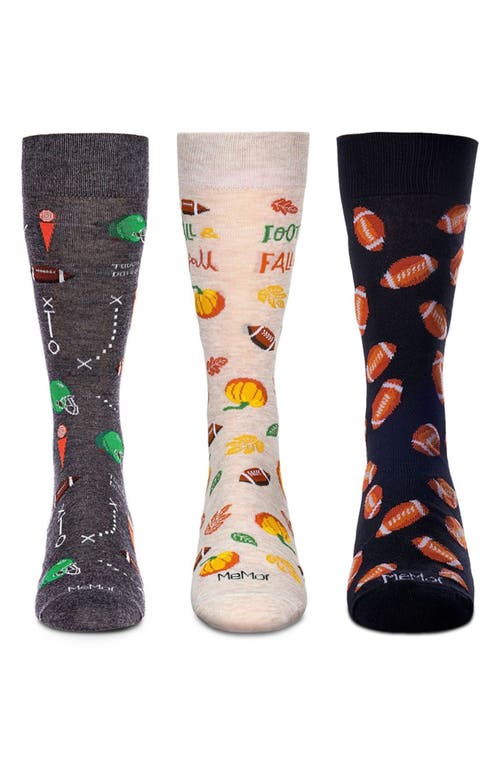 Memoi Sports Assorted 3-pack Crew Socks In Black-natural