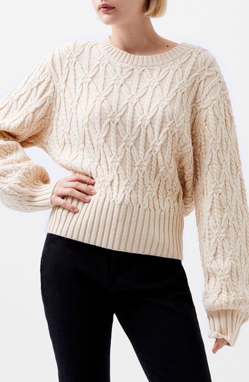 Shop French Connection Layon Jini Cable Crewneck Sweater In Classic Cream