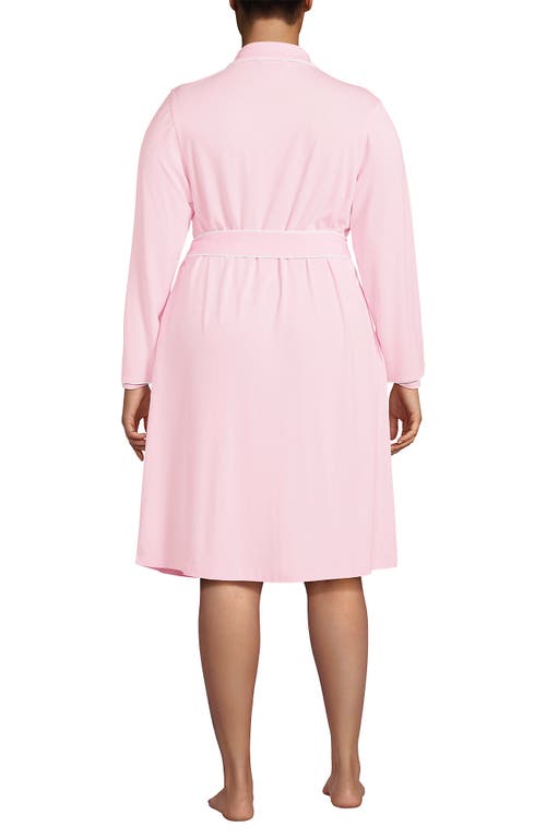 Shop Lands' End Plus Size Cooling Robe With Piping In Pink Fog