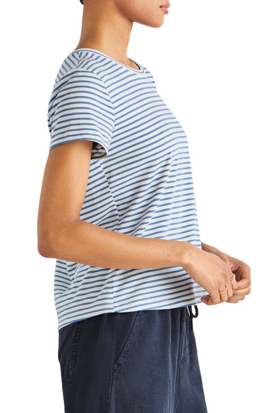Shop Splendid Lulu Stripe T-shirt In Cerulean/ White