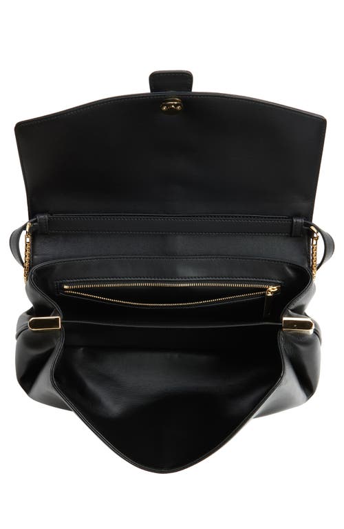 Shop Ferragamo Medium Front Flap Leather Crossbody Bag In Nero