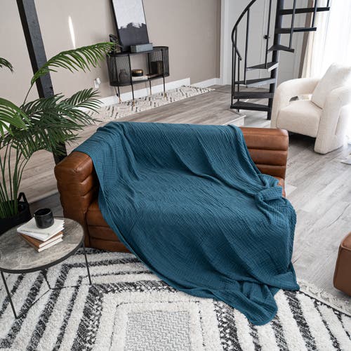 Shop Comfy Cubs Adult Muslin Blanket In Neptune