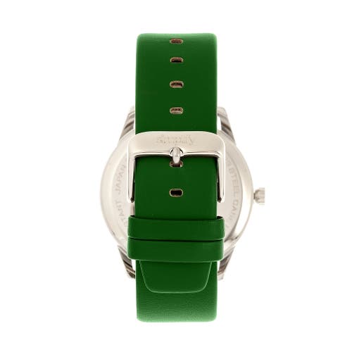 Shop Simplify The 6300 Leather-band Watch In Olive/white