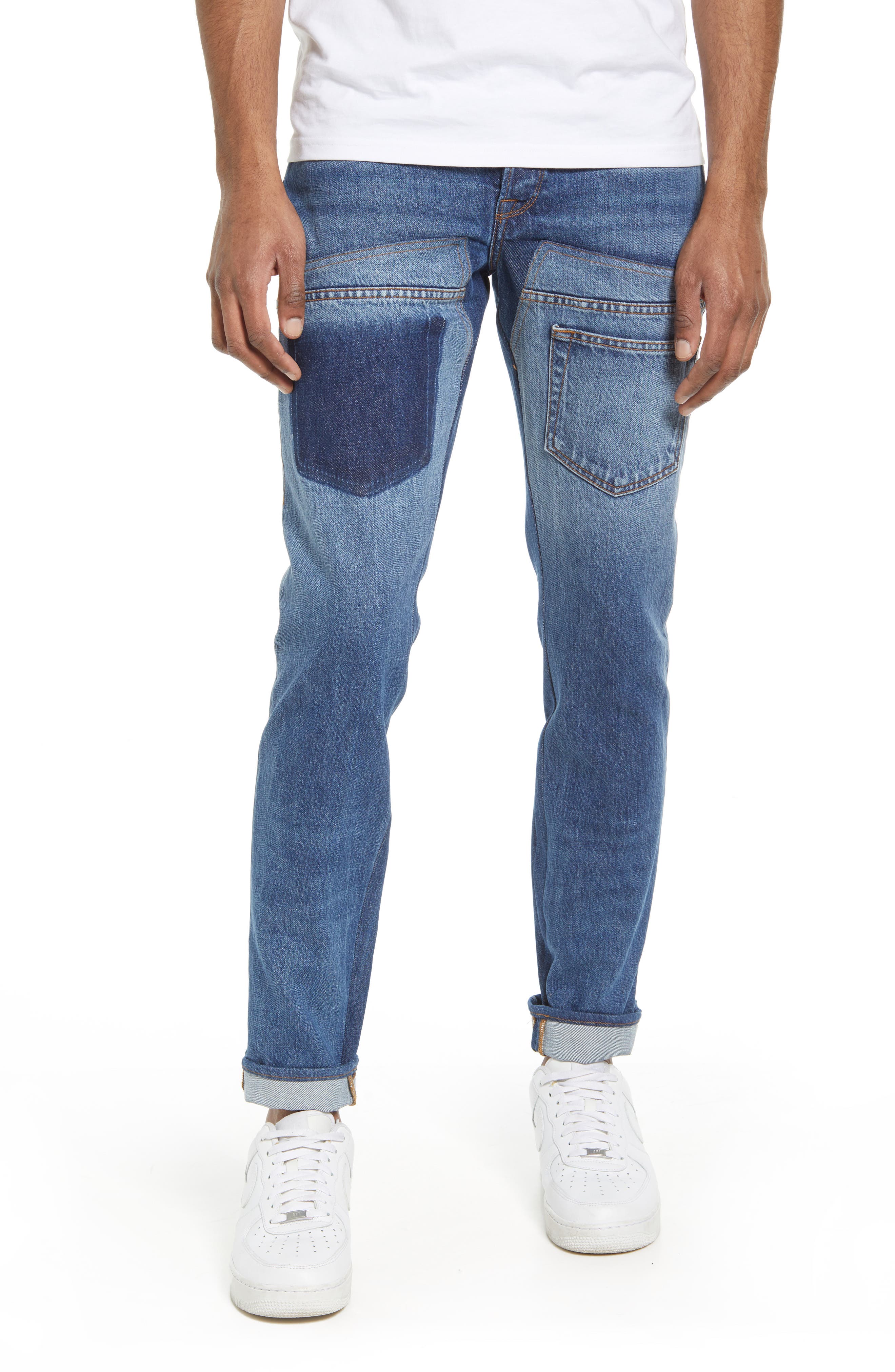 Enzo Men's Faded Denim Jeans Classic Fit Straight Leg Casual Basic Work Pants 