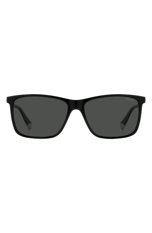 Polaroid Kids' 58mm Polarized Rectangular Sunglasses In Black/grey Polarized