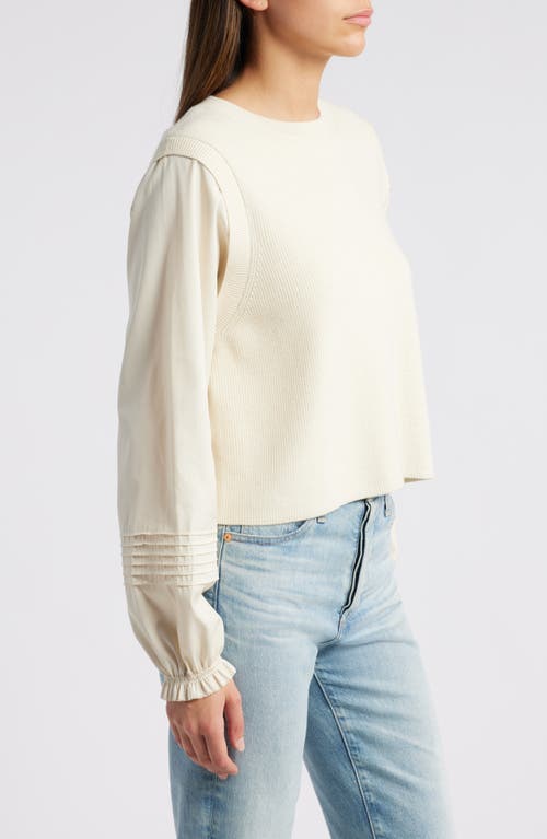 Shop Treasure & Bond Poplin Sleeve Sweater In Ivory Dove