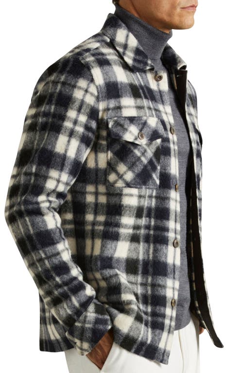 Shop Reiss Wade Plaid Overshirt In Navy