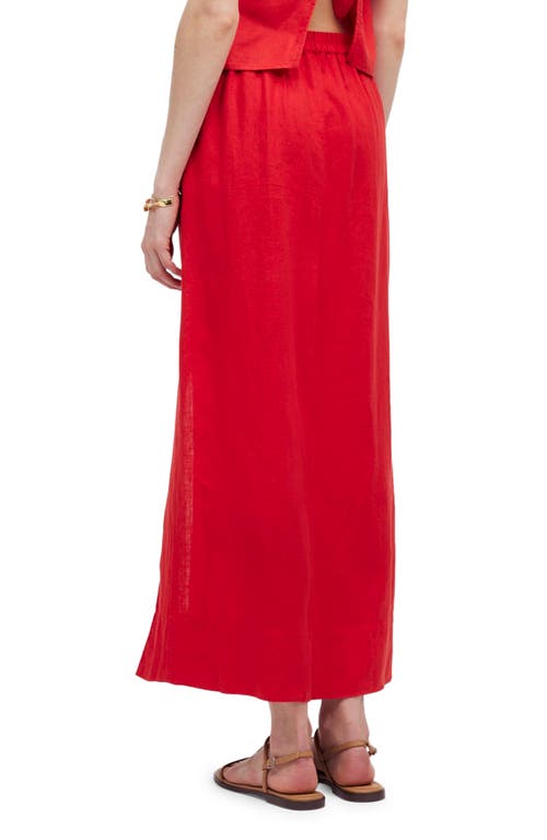 Shop Madewell Linen Column Maxi Skirt In Rouge