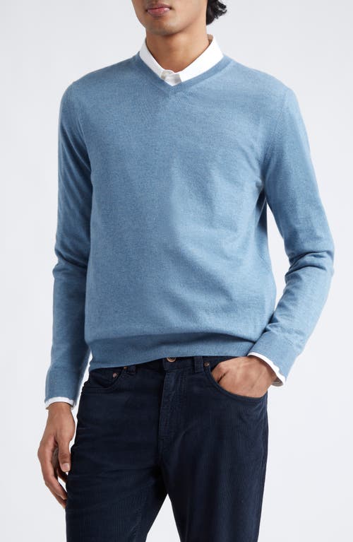 Boglioli Cashmere V-Neck Sweater in Blue 