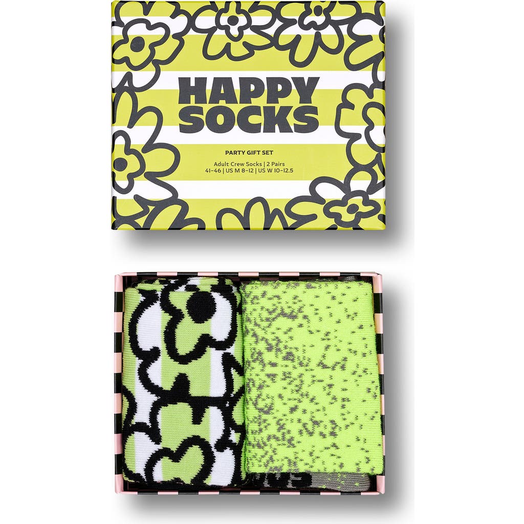 Happy Socks Party Assorted 2-pack Crew Socks Gift Box In Yellow