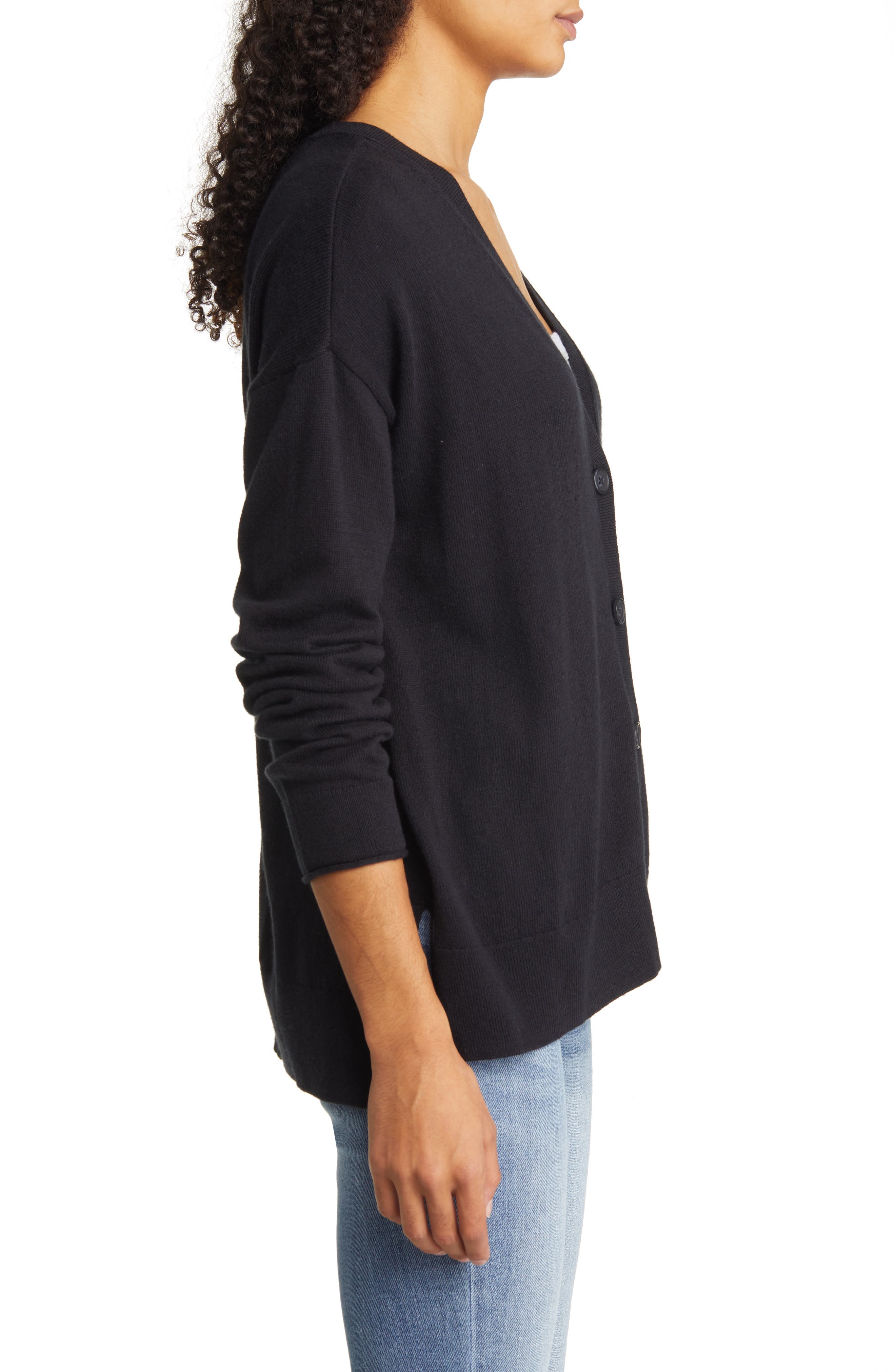 Lucky Brand Women's Cloud-Soft Button-Front Cardigan Sweater - Jet Black - Size M