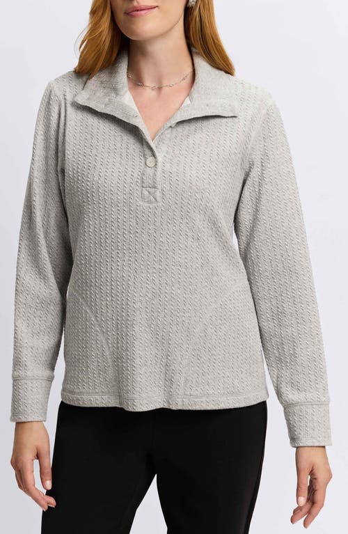 Shop Foxcroft Sammy Cotton Blend Polo Top In Charcoal Heather