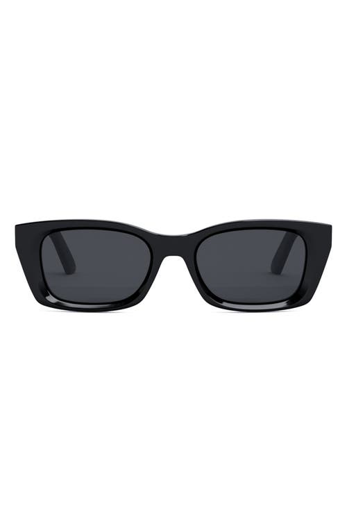 DIOR Midnight 52mm Rectangular Sunglasses in Shiny Black /Smoke