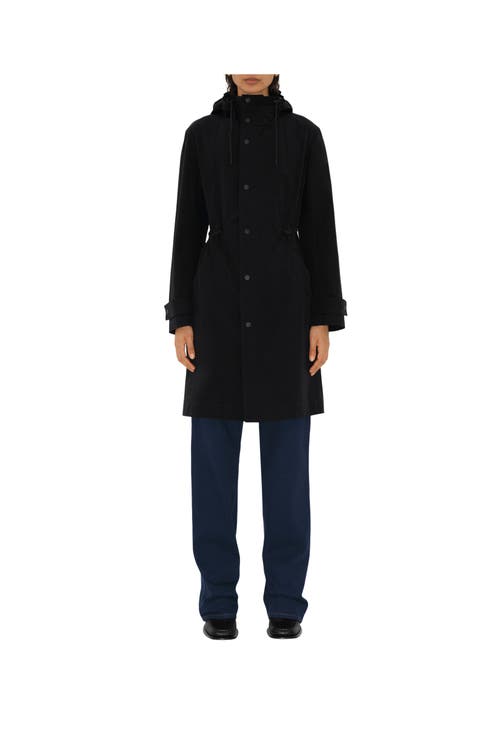 Burberry Button-up Recycled Nylon Parka In Black
