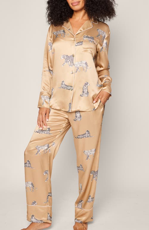 Shop Petite Plume Panthre De Nuit Piped Mulberry Silk Pajamas In Beige