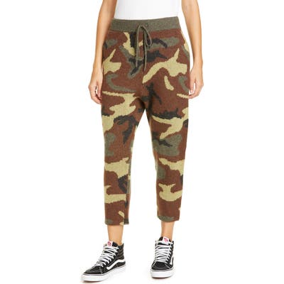 R13 Camo Jacquard Cashmere Sweater Pants, Green