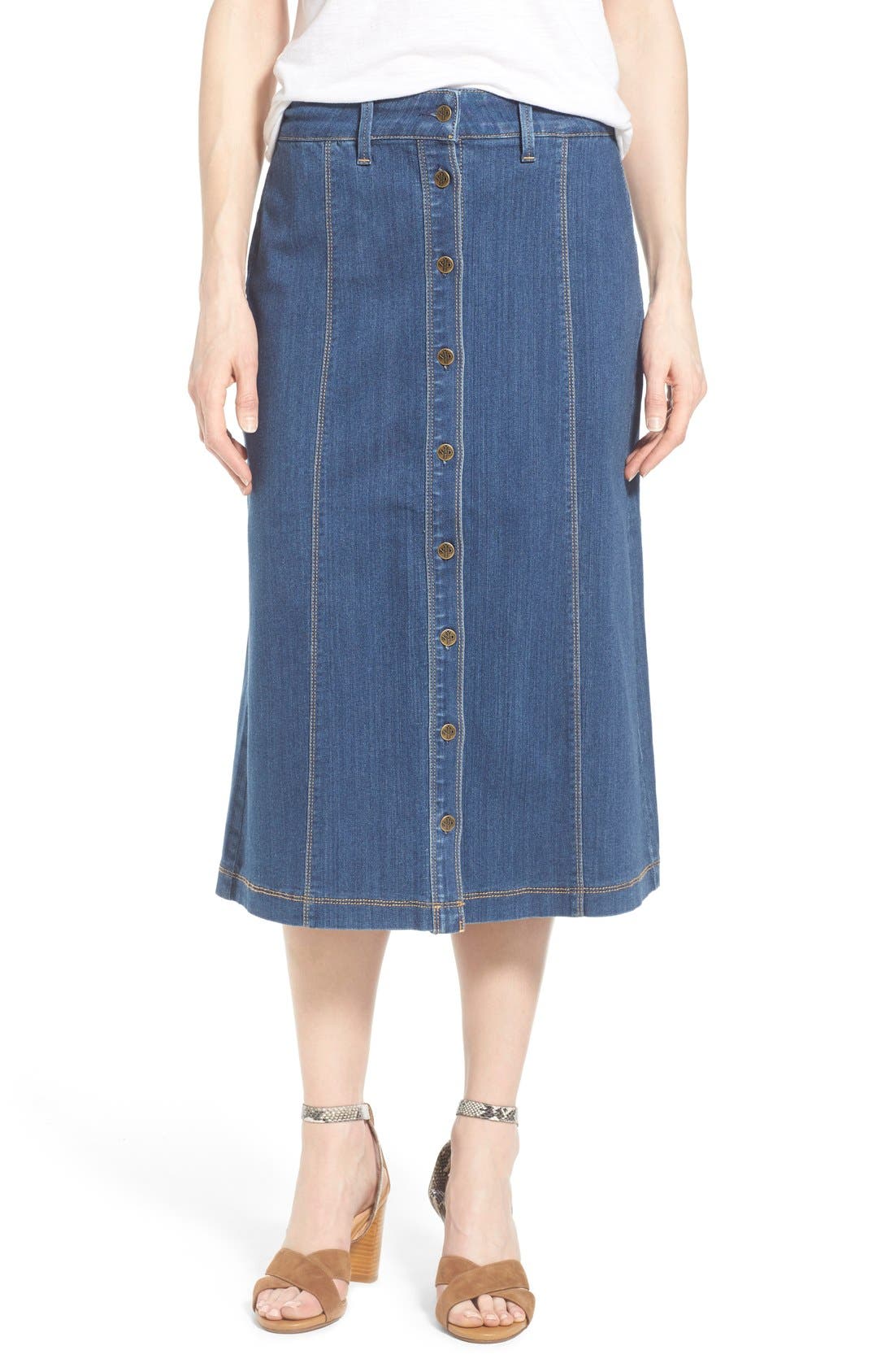 NYDJ 'Carly' Button Front Denim Midi Skirt Nordstrom