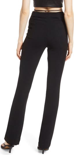 Leila Ribbed V-front Flared Trousers